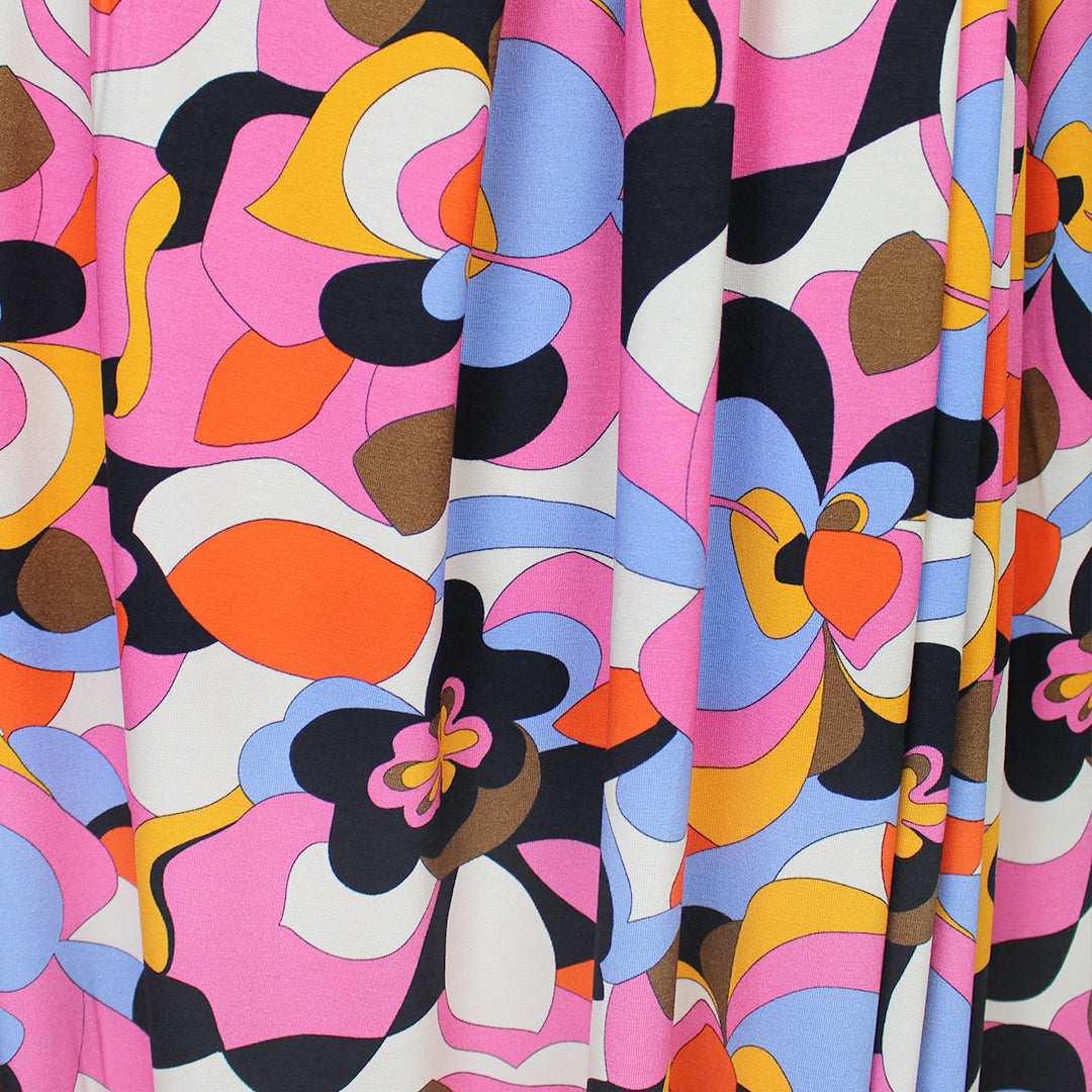 Pucc! graphic floral viscose lightweight jersey knit 1 yard