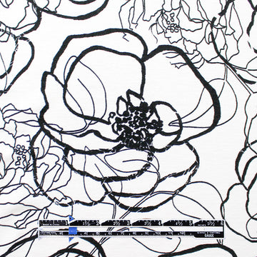 'sketchy blossoms' printed stretch viscose knit 1.5 yd