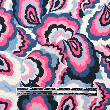 'marble flow' stretch viscose knit - indigo/denim/rose 2.5 yds