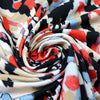 'crystal view' stretch viscose knit - crimson/light denim 1.5 yd