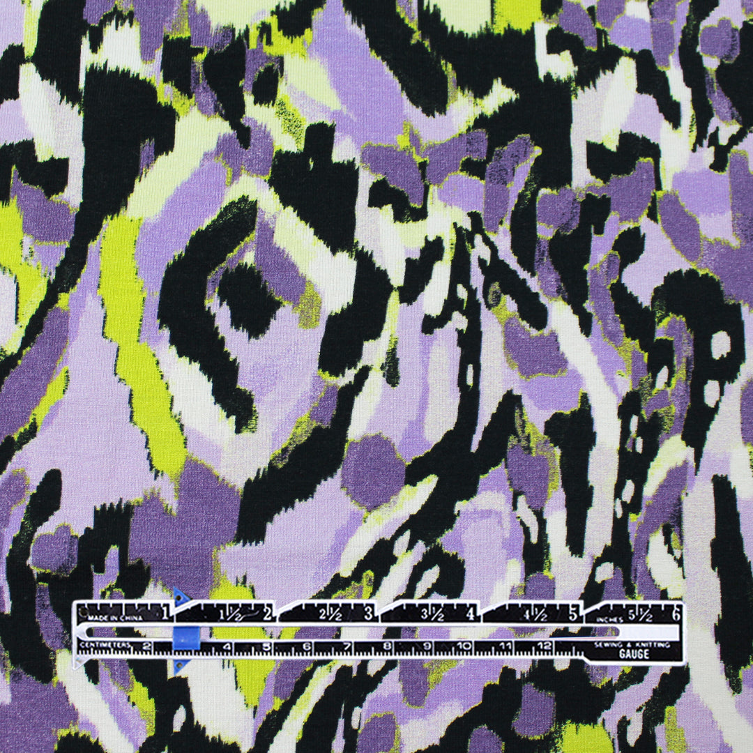 'crystal view' stretch viscose knit - lavender/chartreuse 1.75 yd