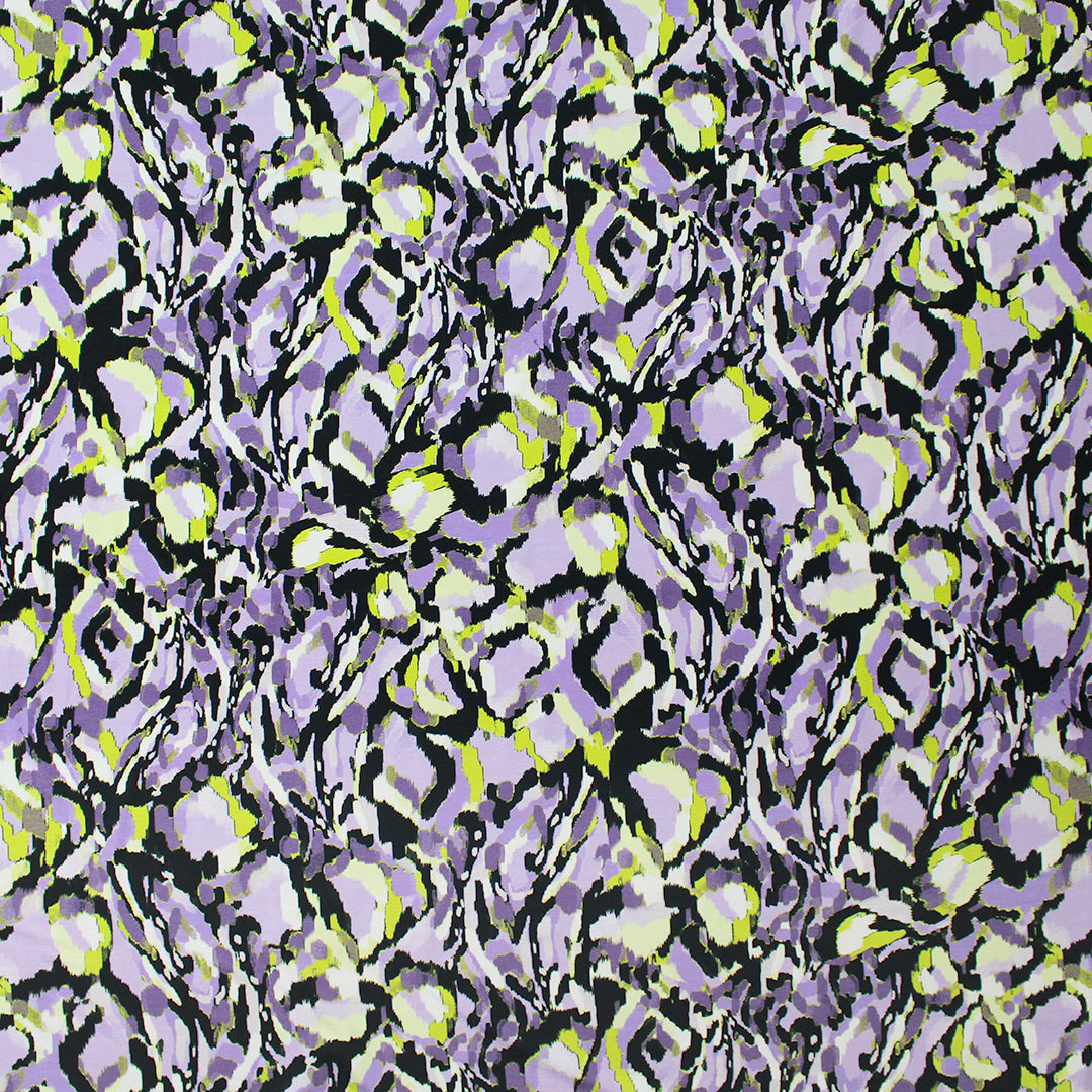 'crystal view' stretch viscose knit - lavender/chartreuse 1.66 yd