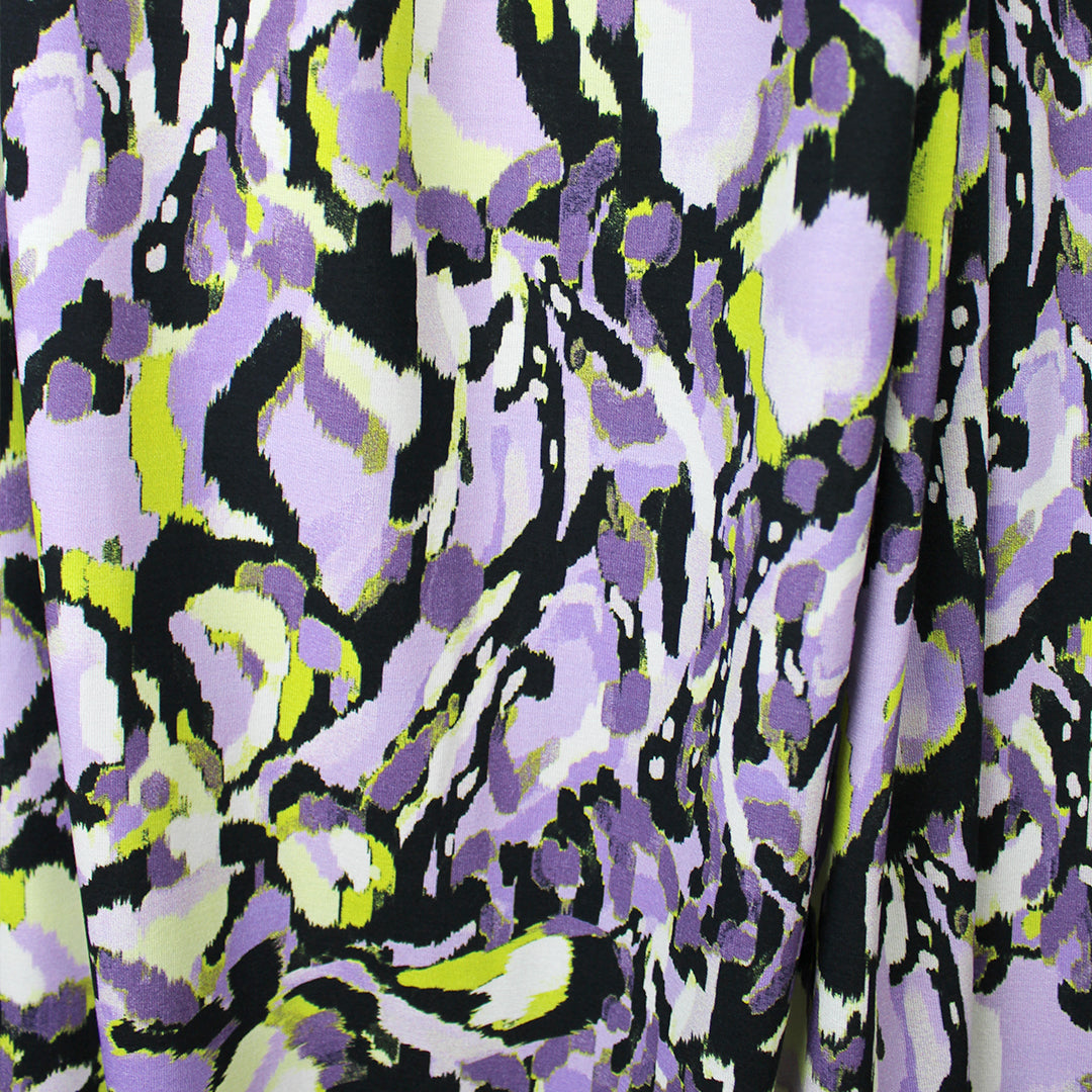 'crystal view' stretch viscose knit - lavender/chartreuse 1.75 yd