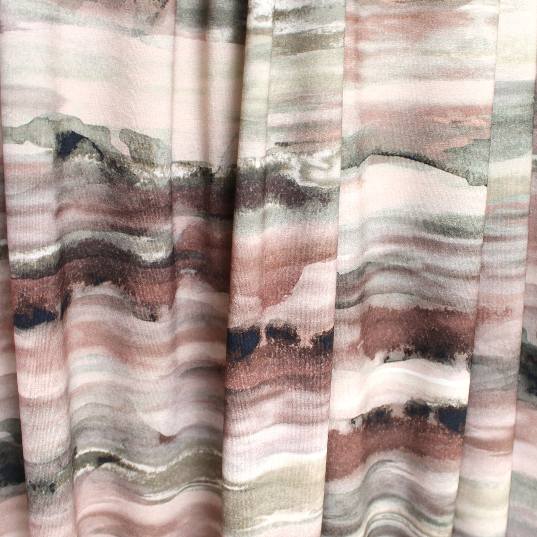 'horizons' stretch viscose knit - earth/dusty sage .75 yds