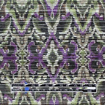 'diamondback scroll' viscose blend variegated knit - violet/loden 2.5 yds
