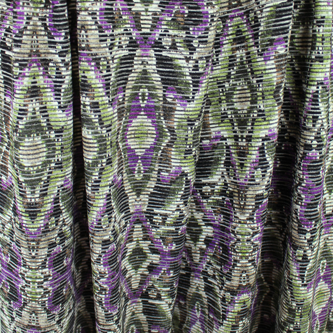'diamondback scroll' viscose blend variegated knit - violet/loden 1.25 yds