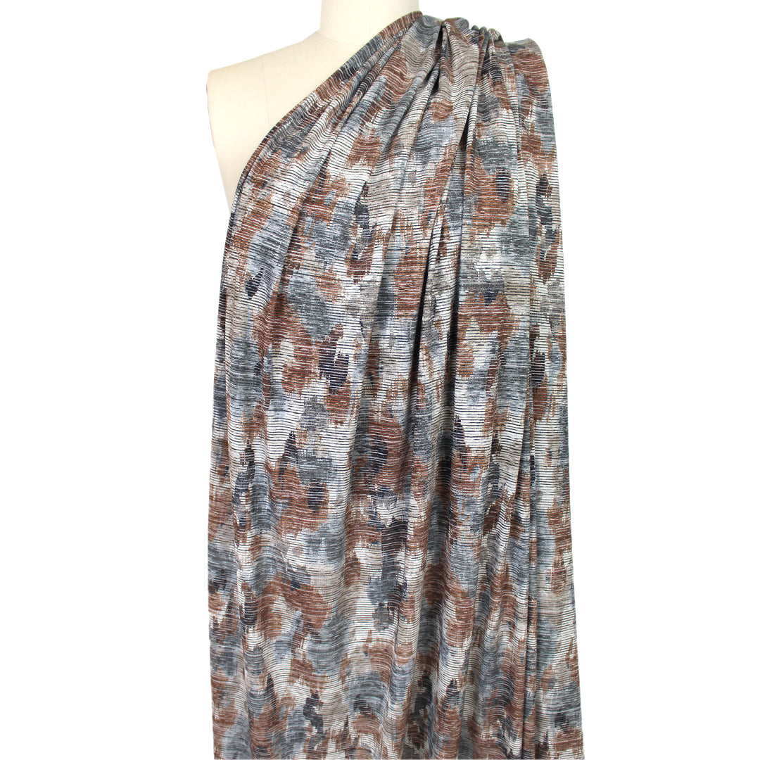 'cocoa mist' viscose blend variegated knit 1.4 yds