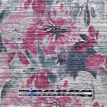'fuchsia flowers' viscose blend variegated knit 1.5 yds