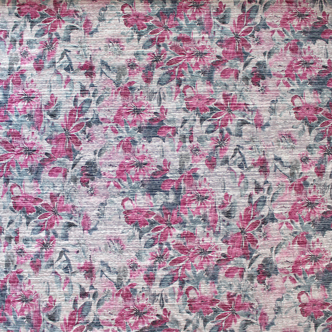 'fuchsia flowers' viscose blend variegated knit 1.5 yds