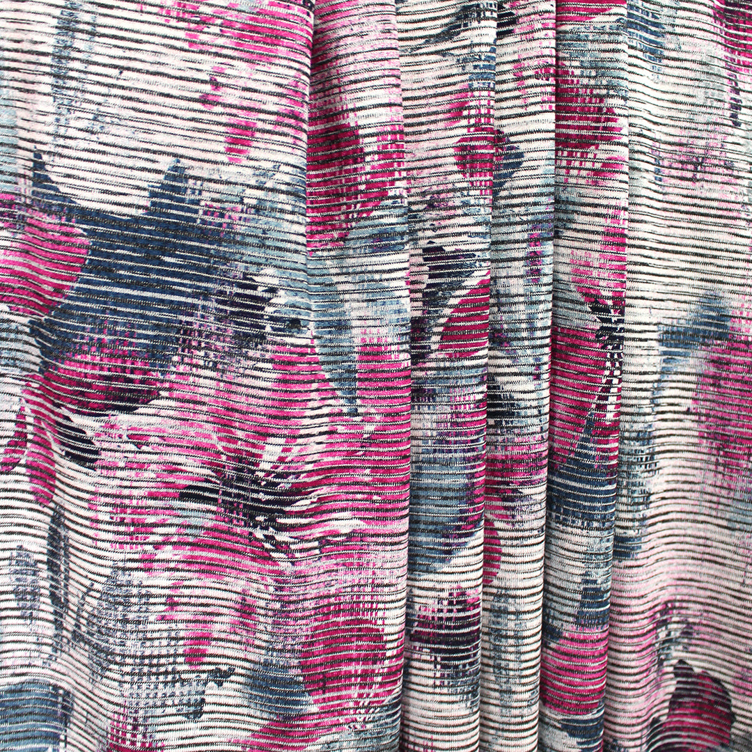 'fuchsia flowers' viscose blend variegated knit 1.5 yds
