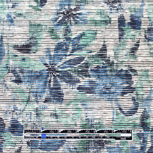 'chambray flowers' viscose blend variegated knit