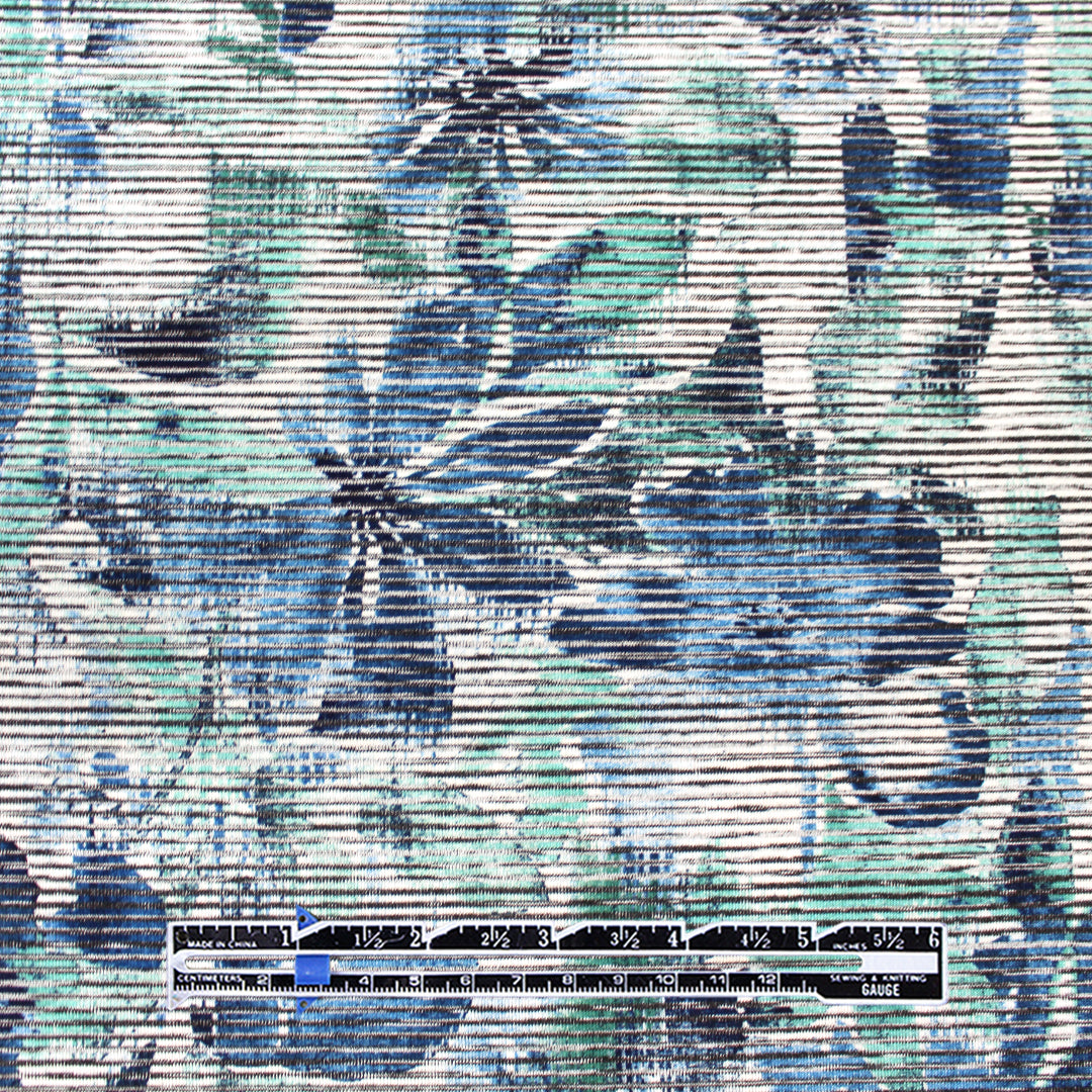 'chambray flowers' viscose blend variegated knit 2.25 yds