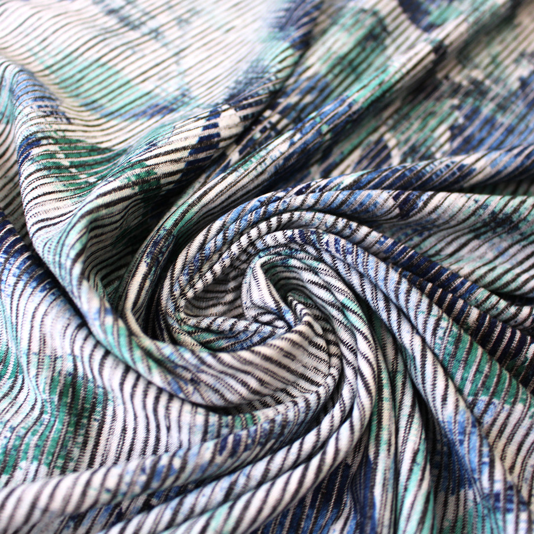 'chambray flowers' viscose blend variegated knit 1.75 yds