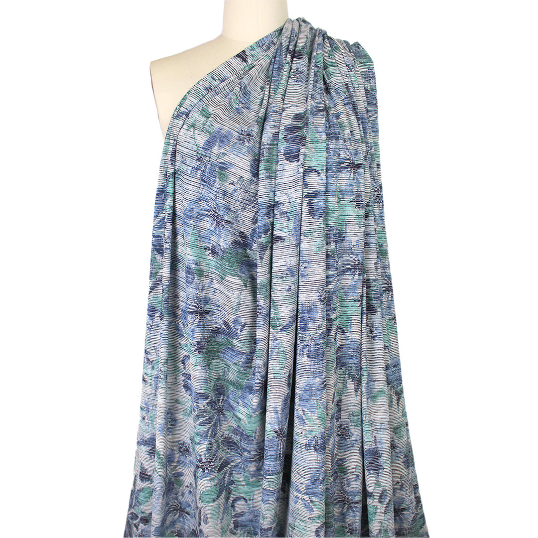 'chambray flowers' viscose blend variegated knit 2.25 yds