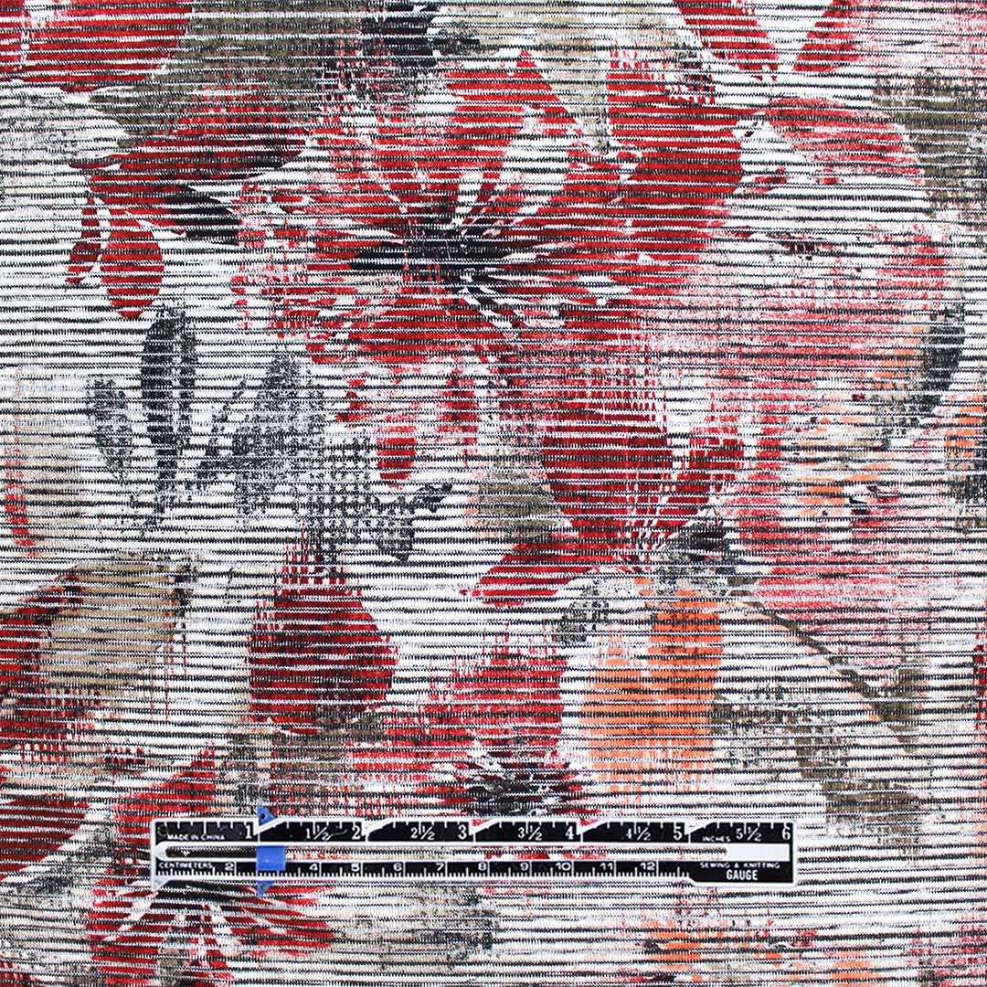 'carmine flowers' viscose blend variegated knit 2 yd