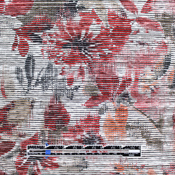 'carmine flowers' viscose blend variegated knit 2 yd