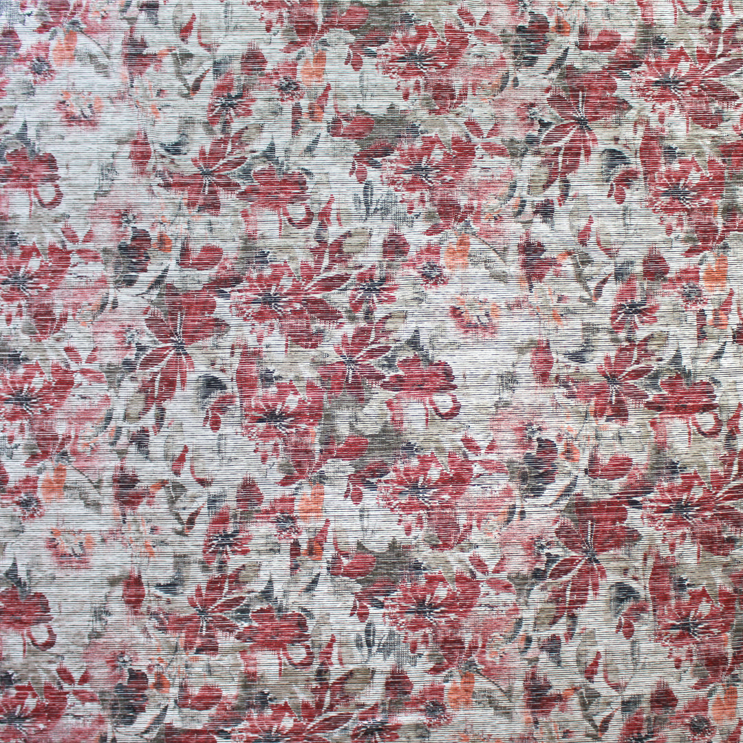 'carmine flowers' viscose blend variegated knit 2 yd