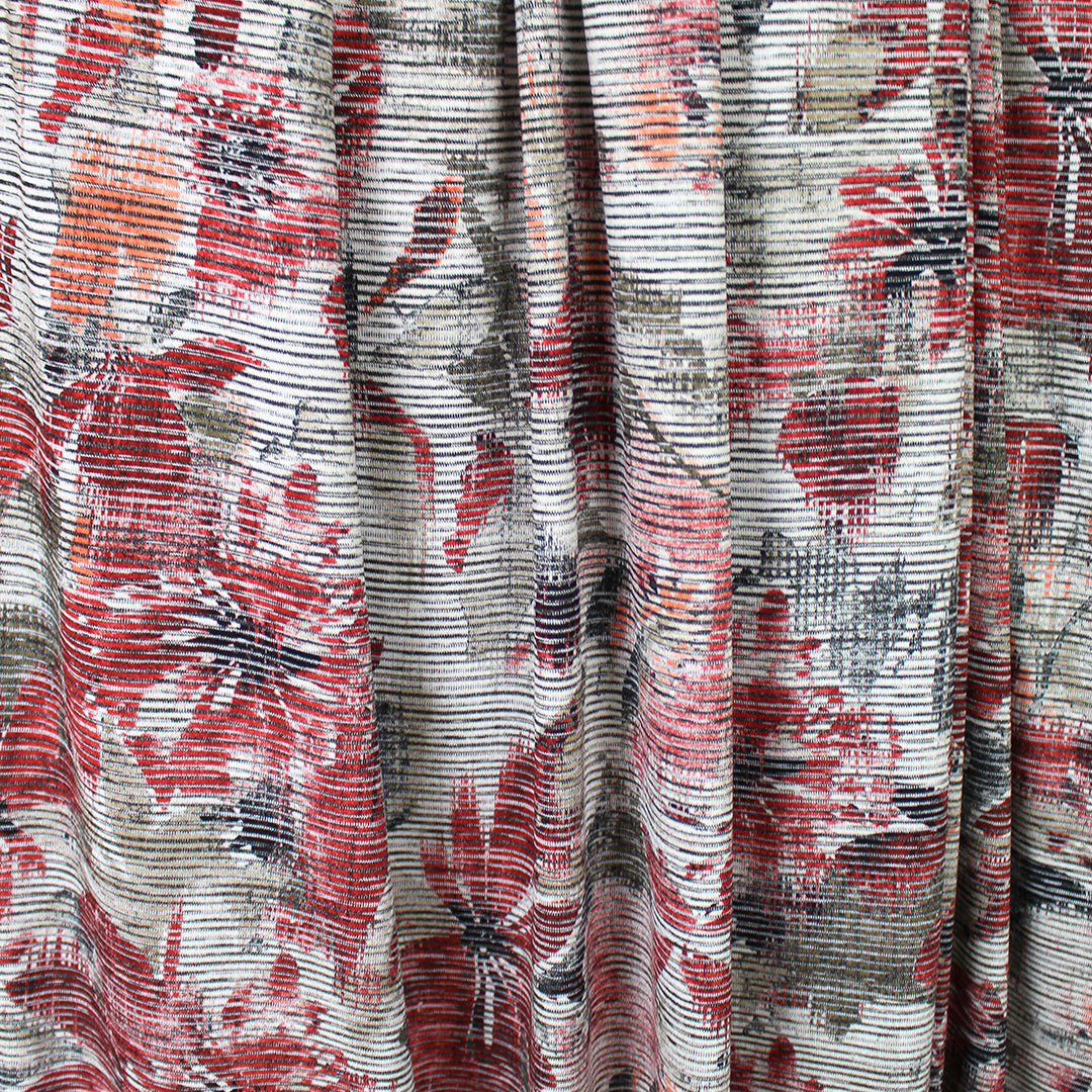 'carmine flowers' viscose blend variegated knit 1.375 yd