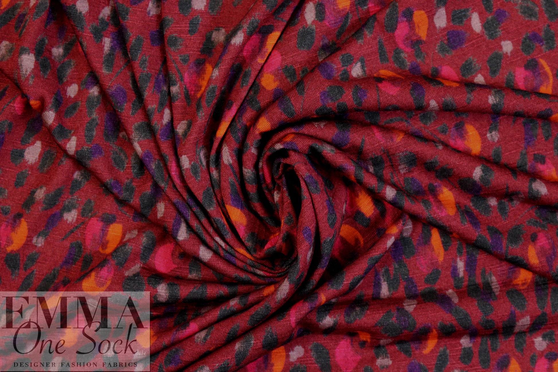 NY designer painterly blooms viscose featherweight knit .75 yds