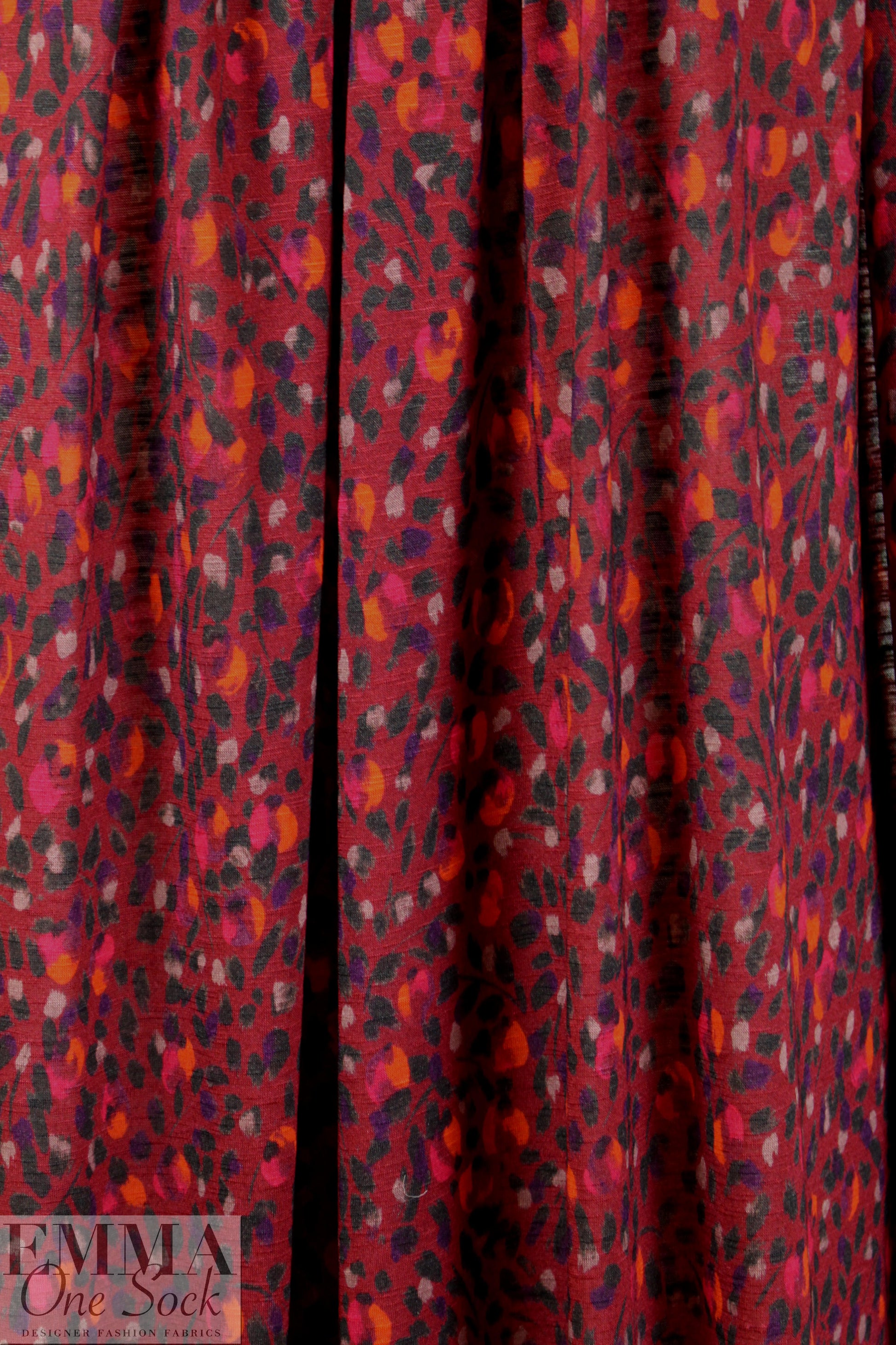 NY designer painterly blooms viscose featherweight knit 1.75 yds