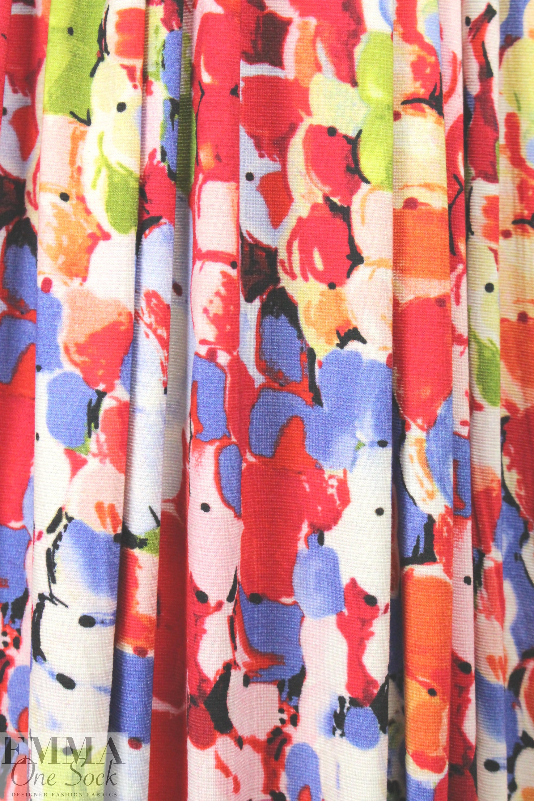 NY designer painterly floral viscose/lycra sweatery knit