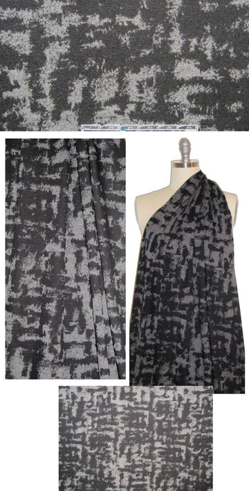 NY designer yarn dyed crosshatchy black/gray knit 1.375 yd