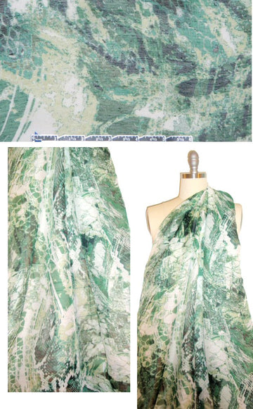 Italian printed viscose 'organza' - reptile abstract 1.125 yds