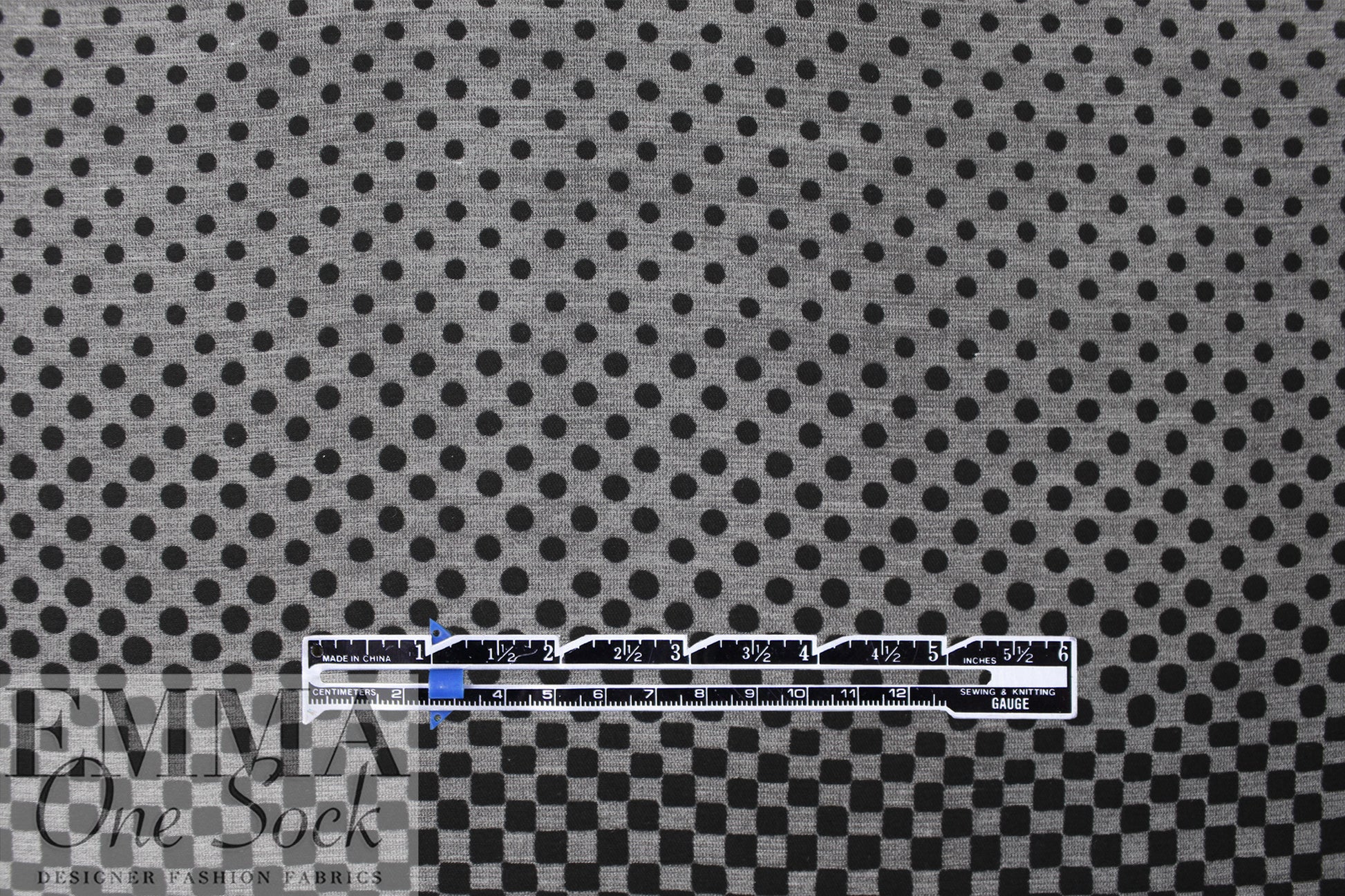 Italian 'dots to squares' viscose voile panel - black/heather grey 1.5 yds - 2 Panels