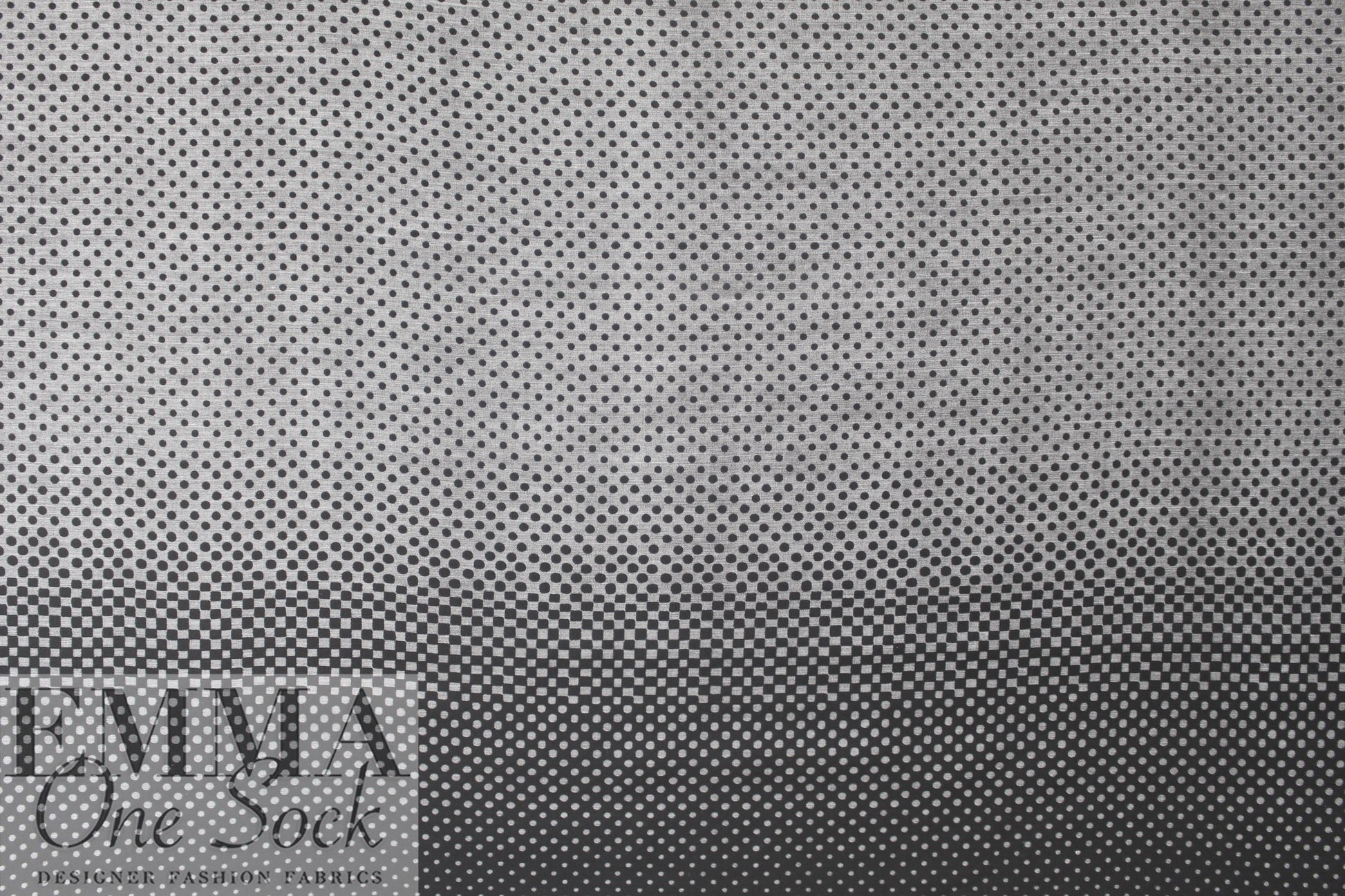 Italian 'dots to squares' viscose voile panel - black/heather grey 1.5 yds - 2 Panels