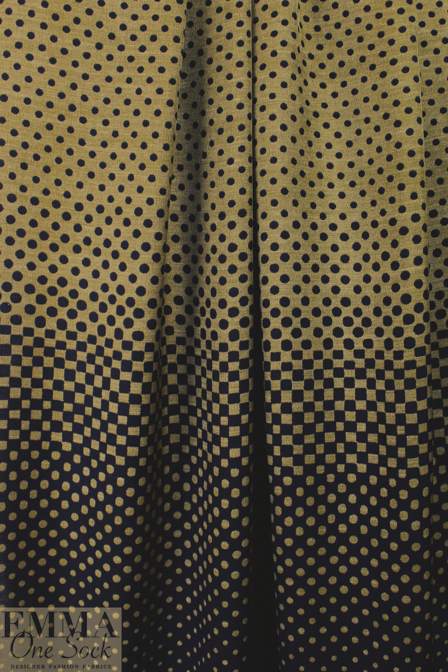 Italian 'dots to squares' viscose voile panel - black/bronze .75 yds - 1 Panel