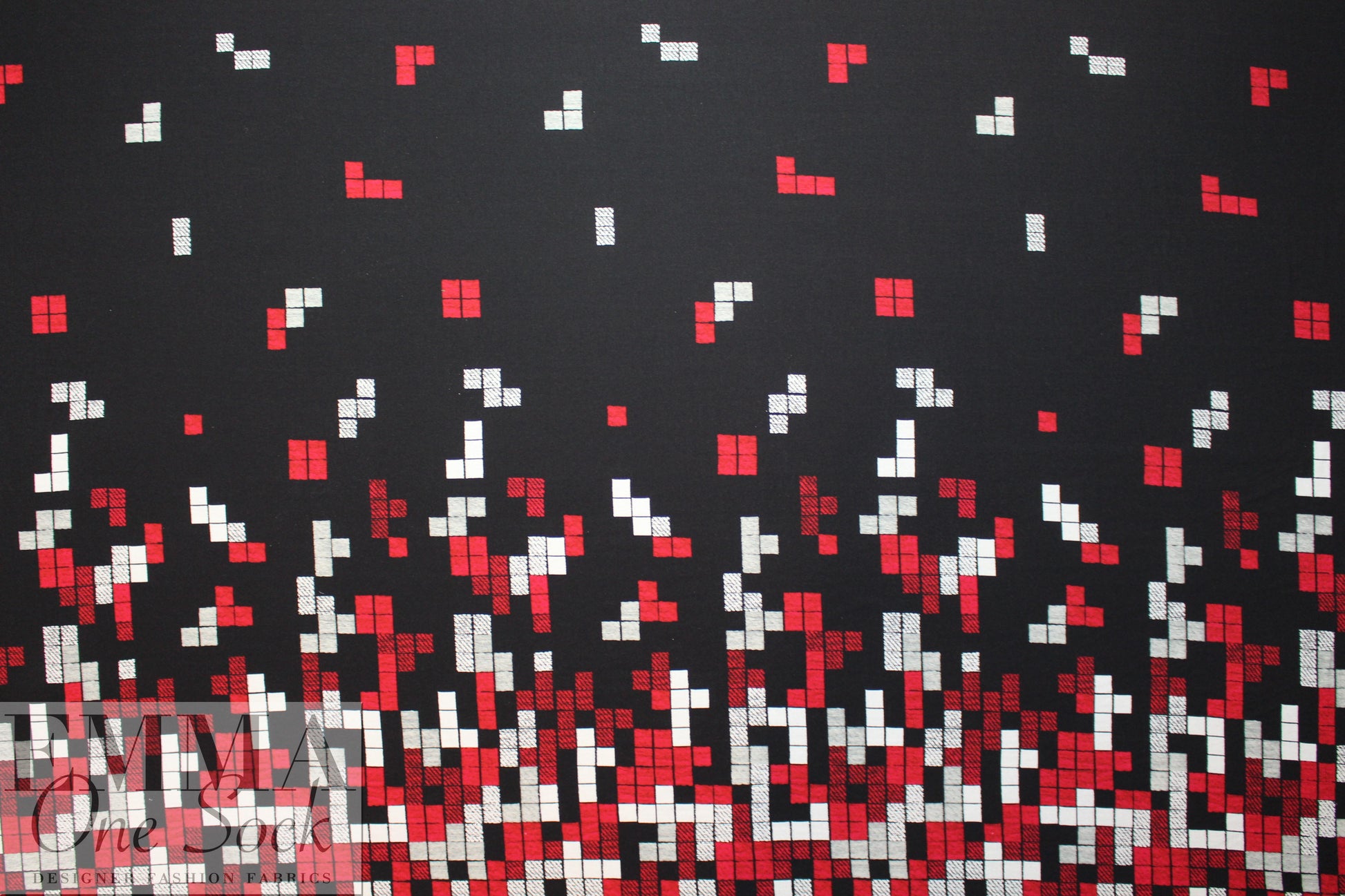 Italian tetris border viscose/spandex panel knit