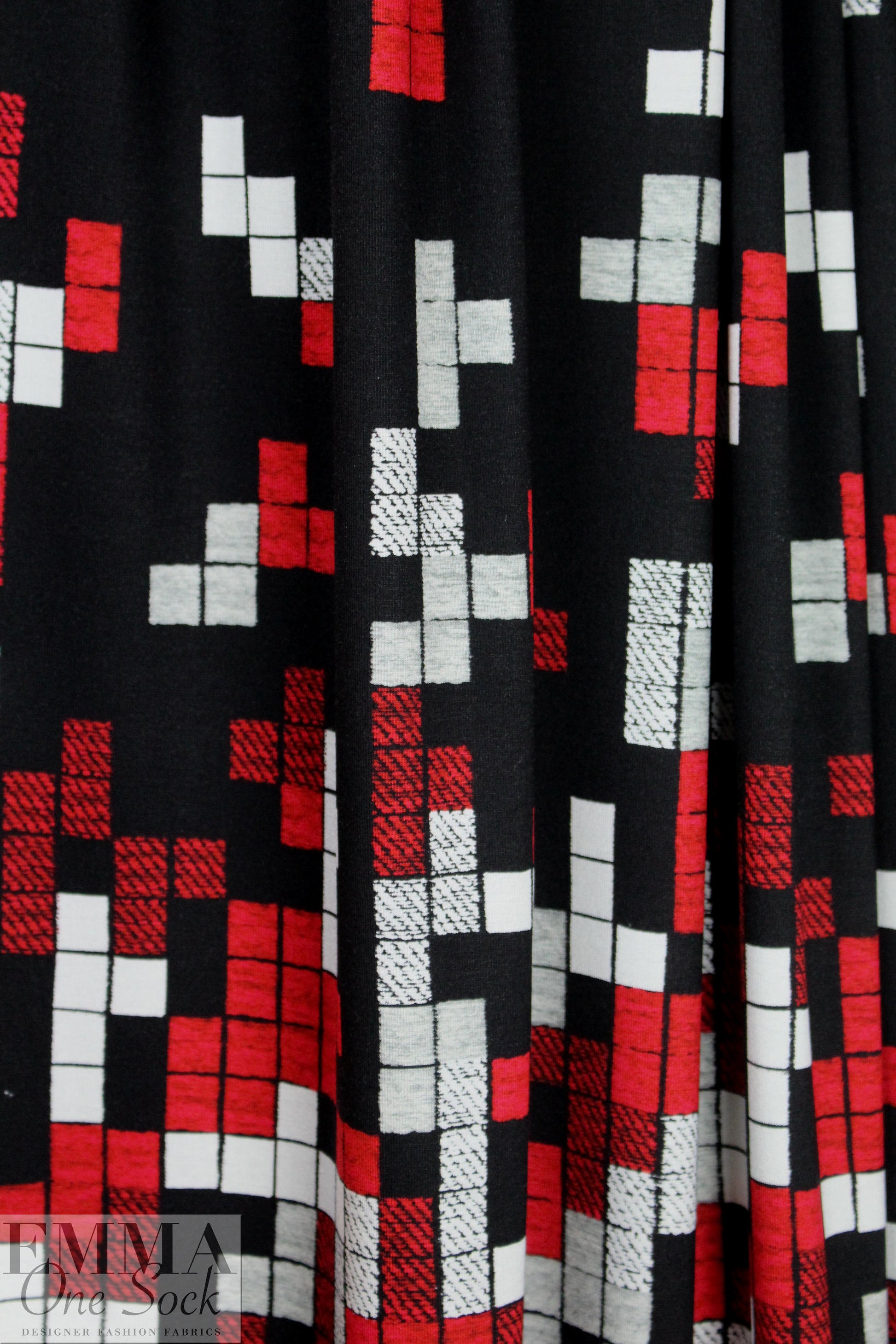 Italian tetris border viscose/spandex panel knit 2.4 yds