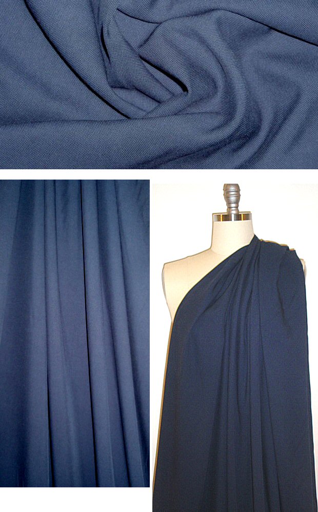 micro-pique drapey viscose woven - navy 1 yard