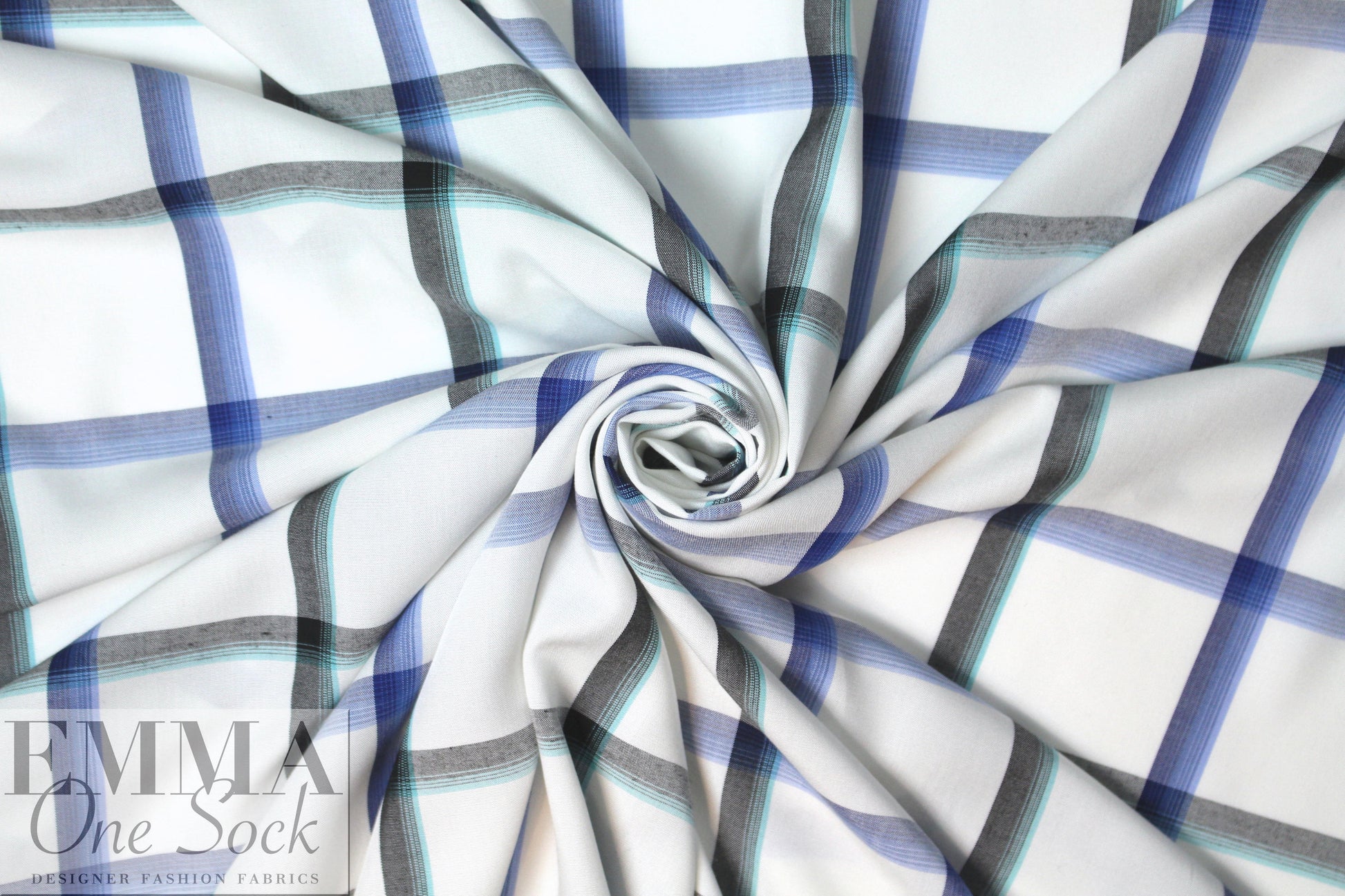 yarn dyed plaid viscose lightweight woven - blues