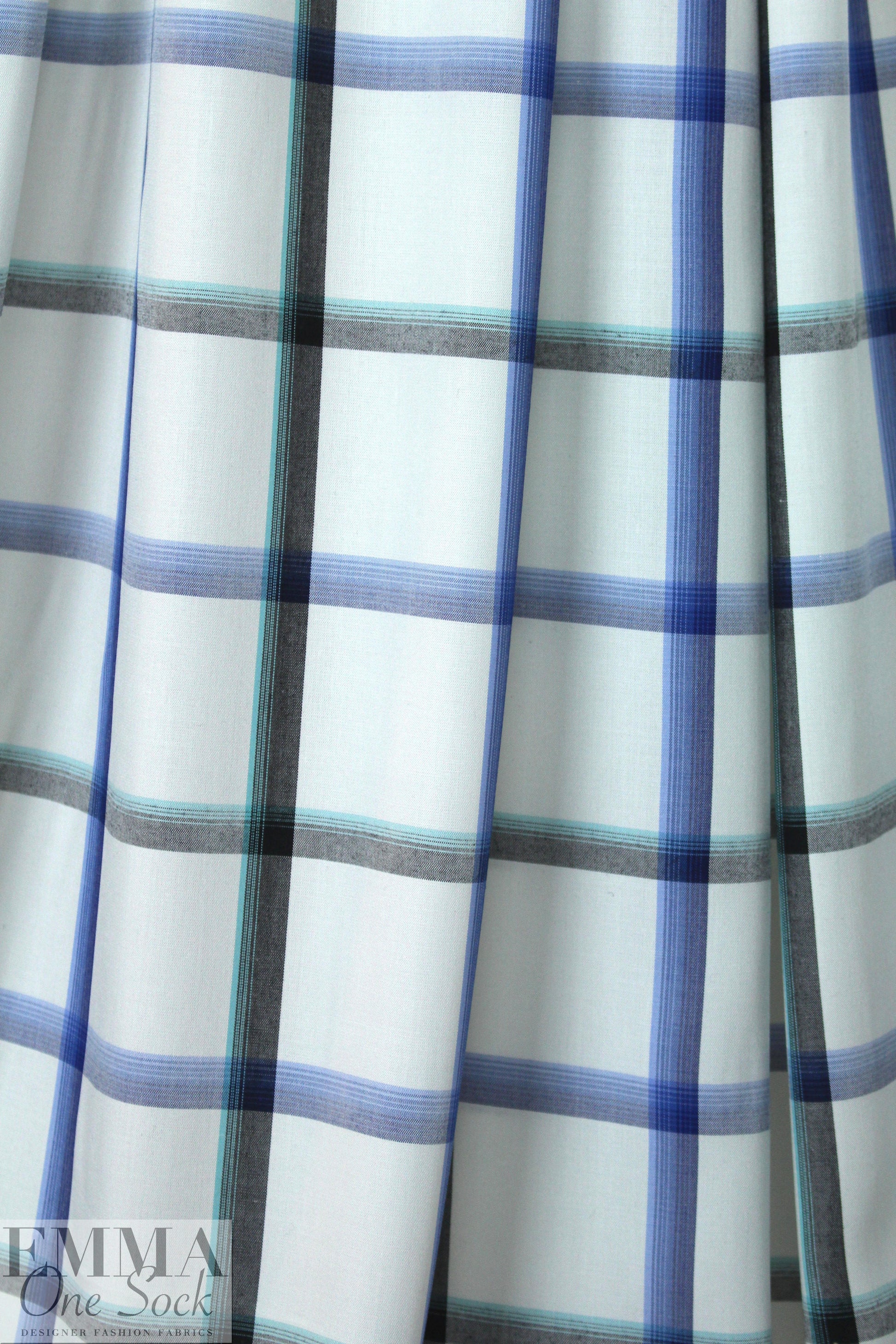 yarn dyed plaid viscose lightweight woven - blues .75 yds