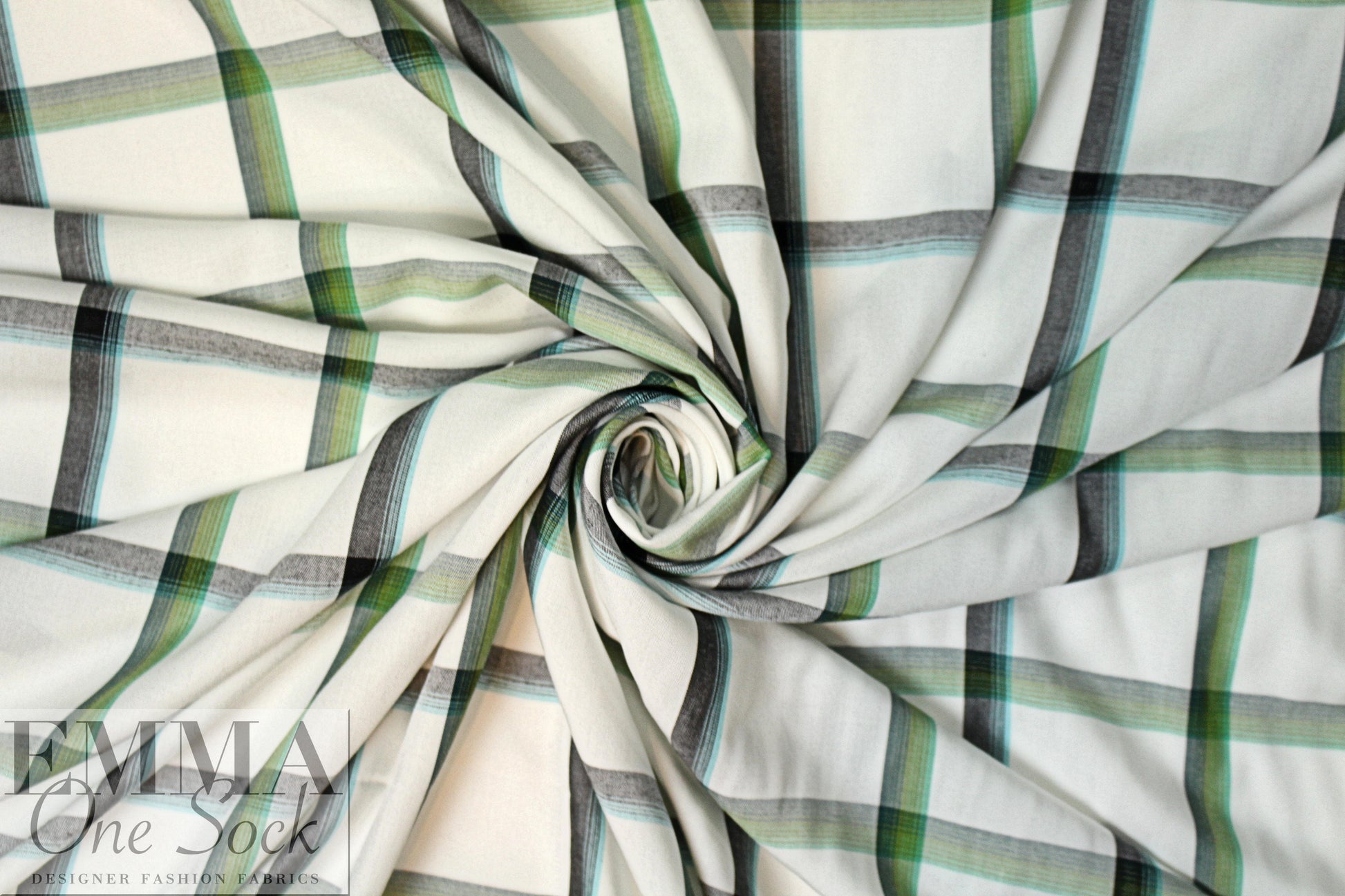 yarn dyed plaid viscose lightweight woven - greens
