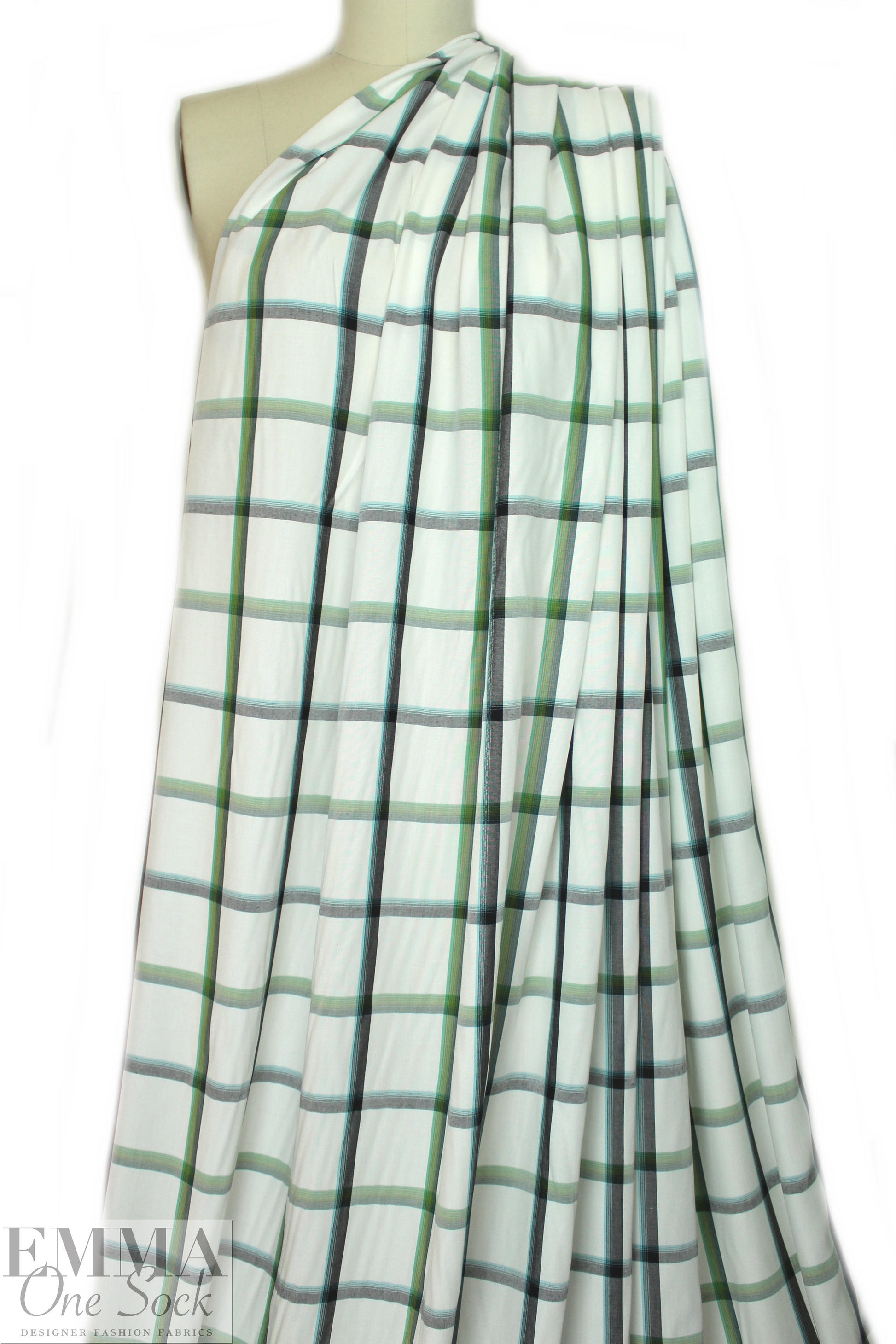 yarn dyed plaid viscose lightweight woven - greens 2.125 yd