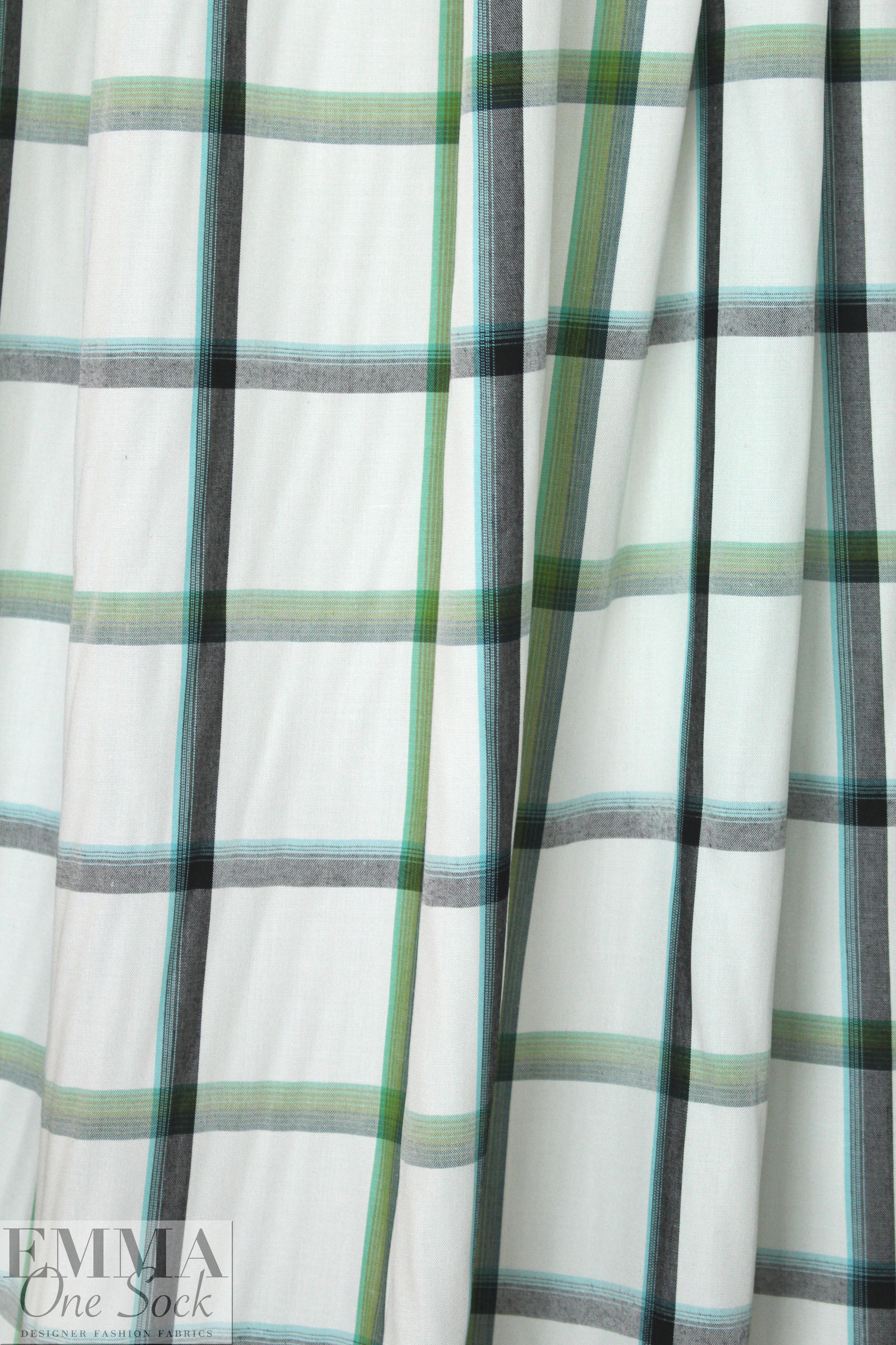 yarn dyed plaid viscose lightweight woven - greens 1.875 yd
