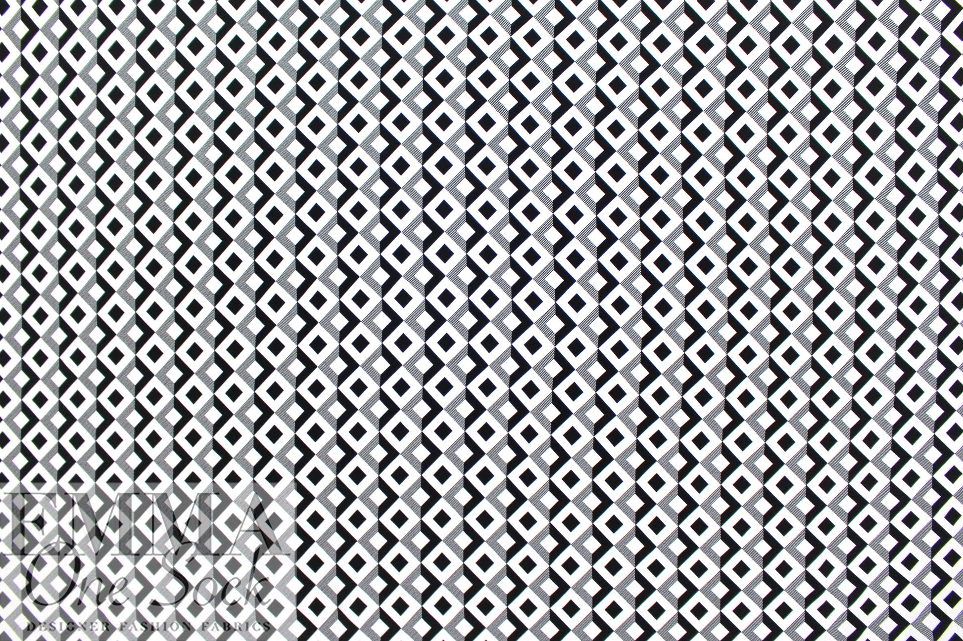 'diamond link' viscose woven - black/soft white Oeko-Tex cert. 1.25 yd