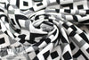 'diamond link' viscose woven - black/soft white Oeko-Tex cert. 1.25 yd