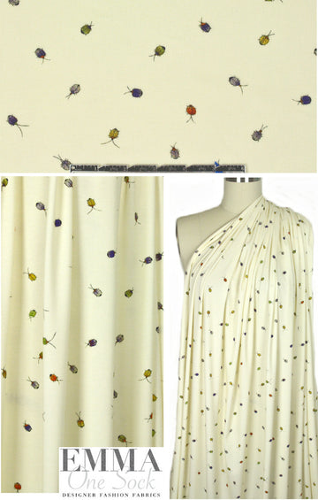 Italian 2x2 ribbed digital cotton knit - ladybugs