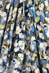 Italian denim/kiwi floral satin finish viscose woven 1.5 yd