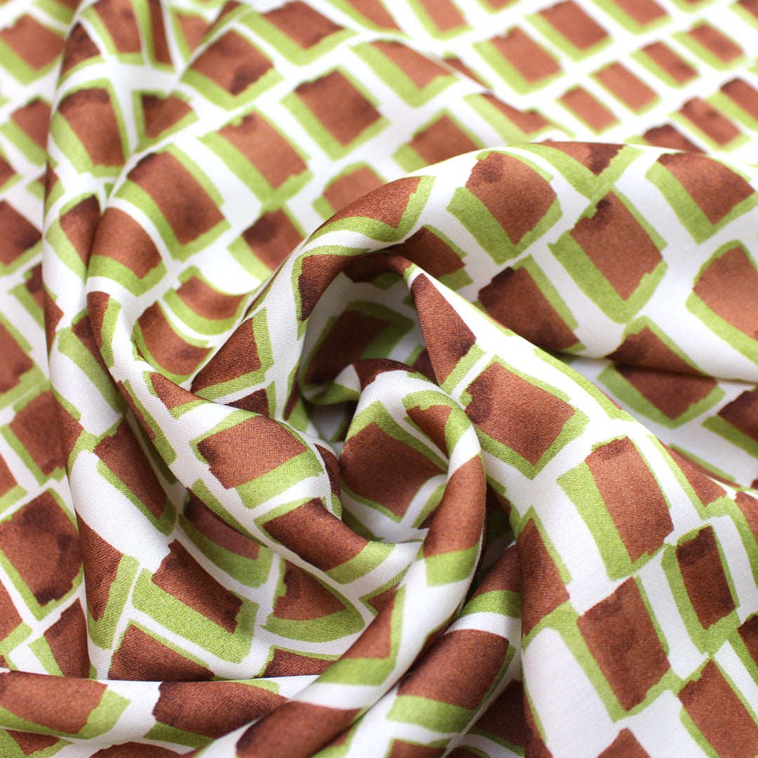 Italian 'kiwi brush marks' satin viscose woven 1.625 yd