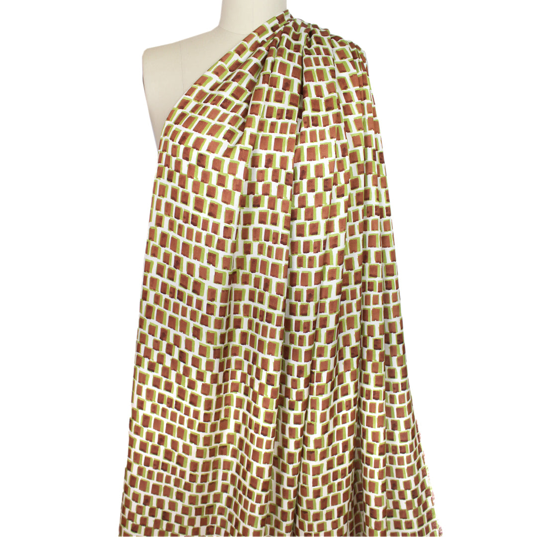 Italian 'kiwi brush marks' satin viscose woven 1.625 yd