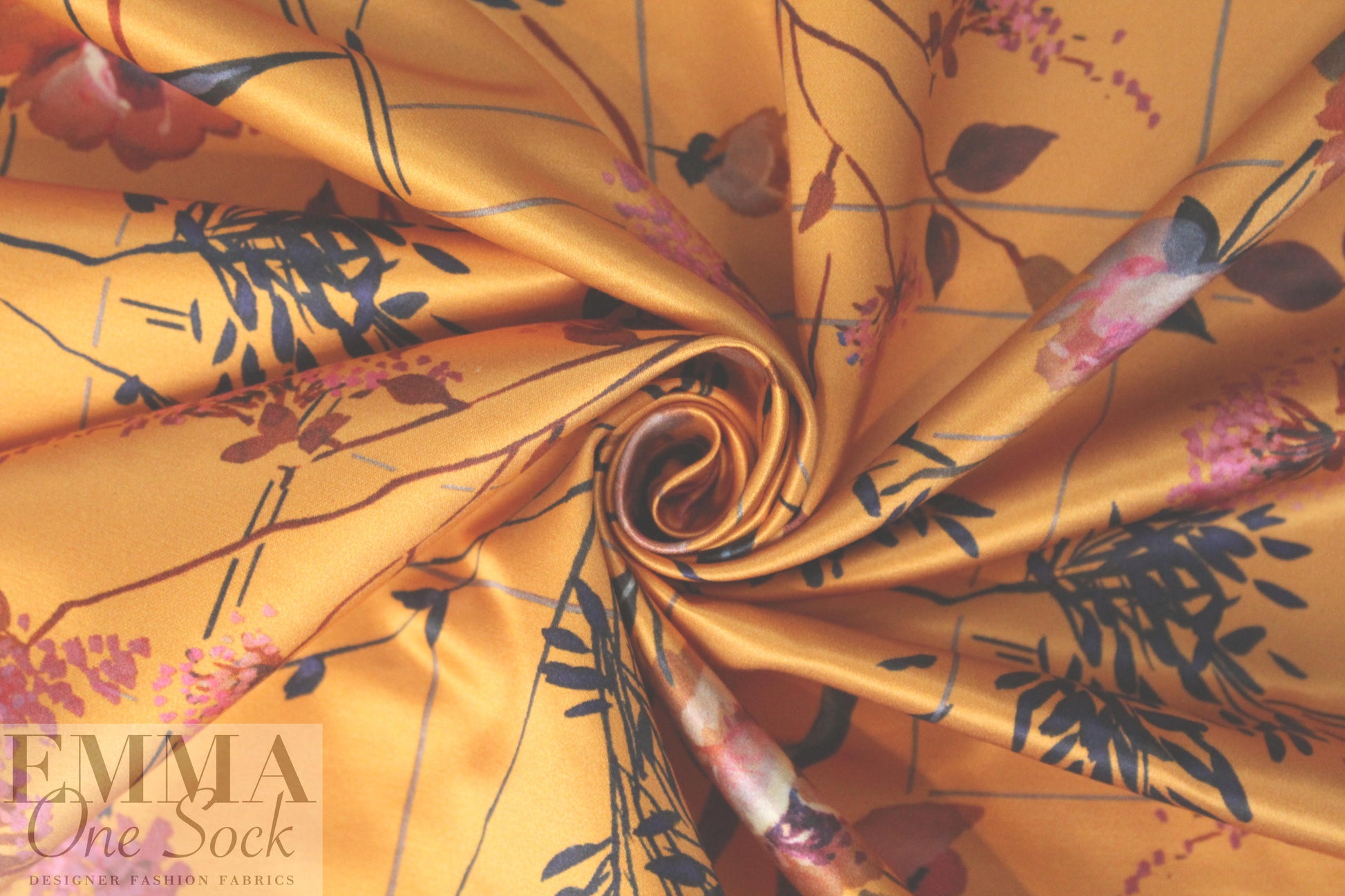 NY designer cotton back satin viscose woven floral