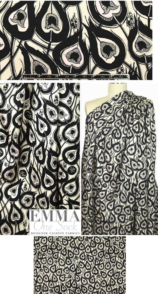 NY designer 'edgy botany' viscose satin woven 2 yd