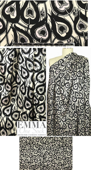 NY designer 'edgy botany' viscose satin woven 1.875 yd