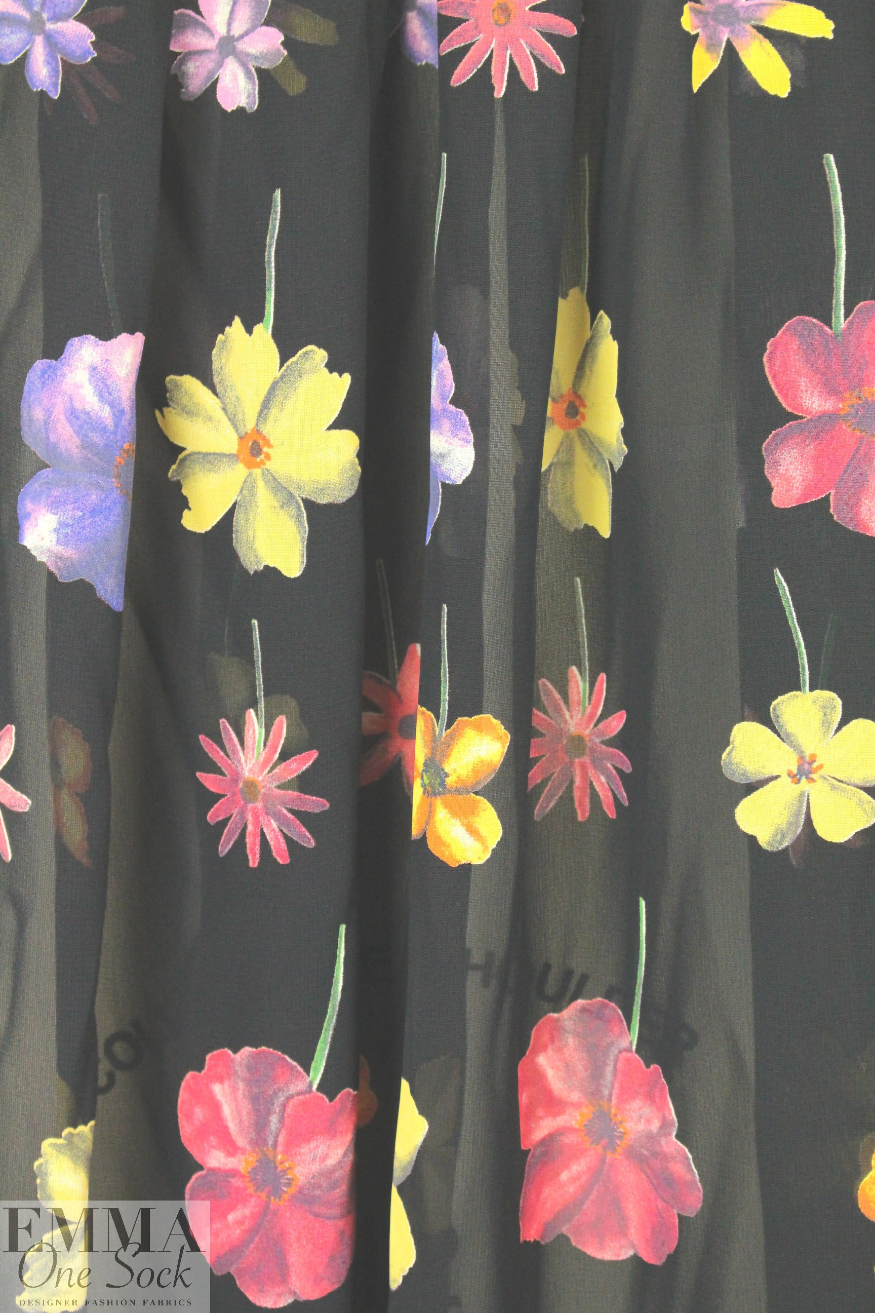 French flowery line-up sheer and drapey viscose woven 1.125 yds