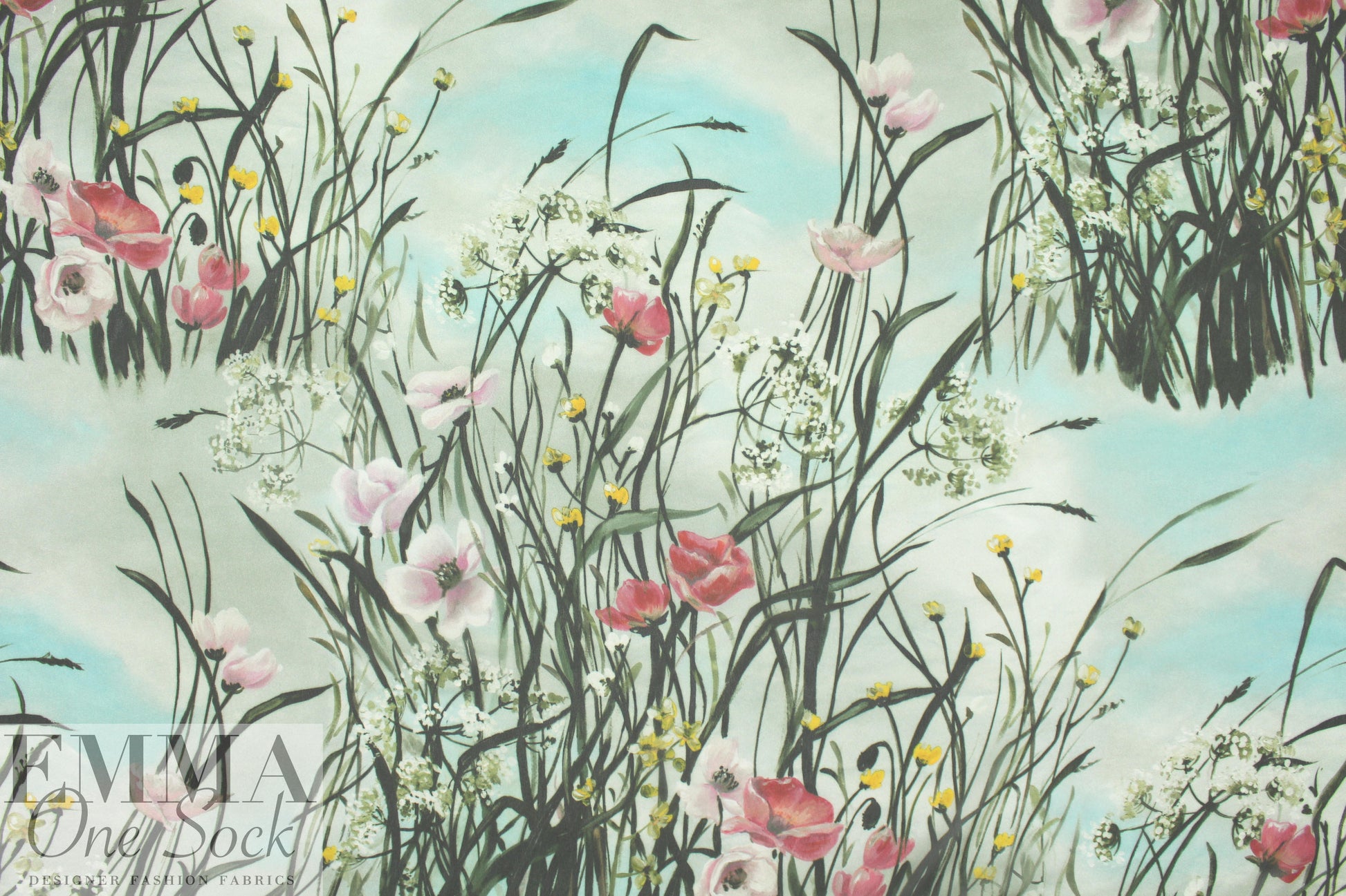 French garden clusters sheer and crepey viscose woven .75 yds
