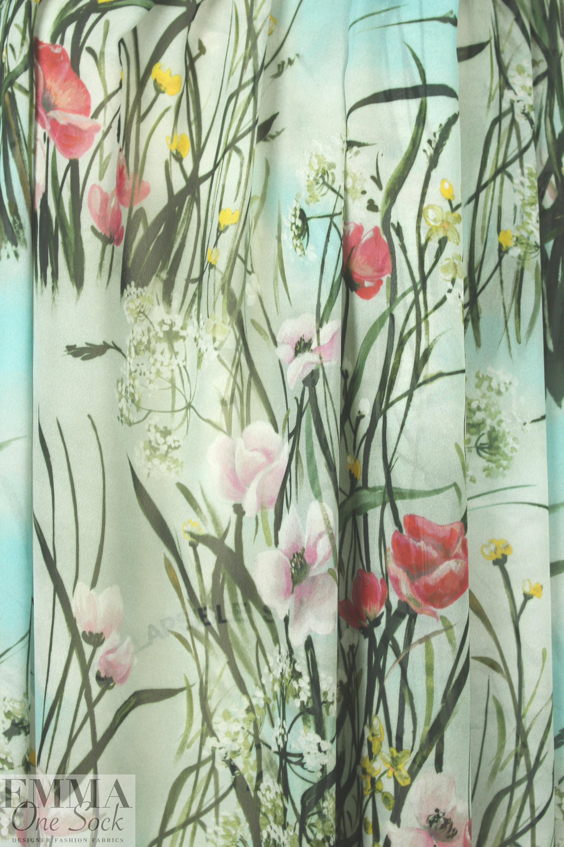 French garden clusters sheer and crepey viscose woven 1.66 yd